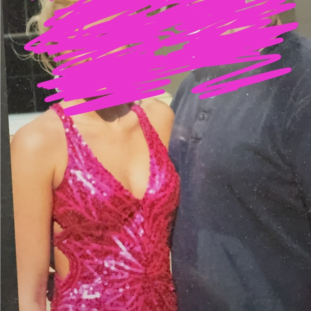 Riviera Pink Sequin Halter Prom Dress - Picture 6 of 15